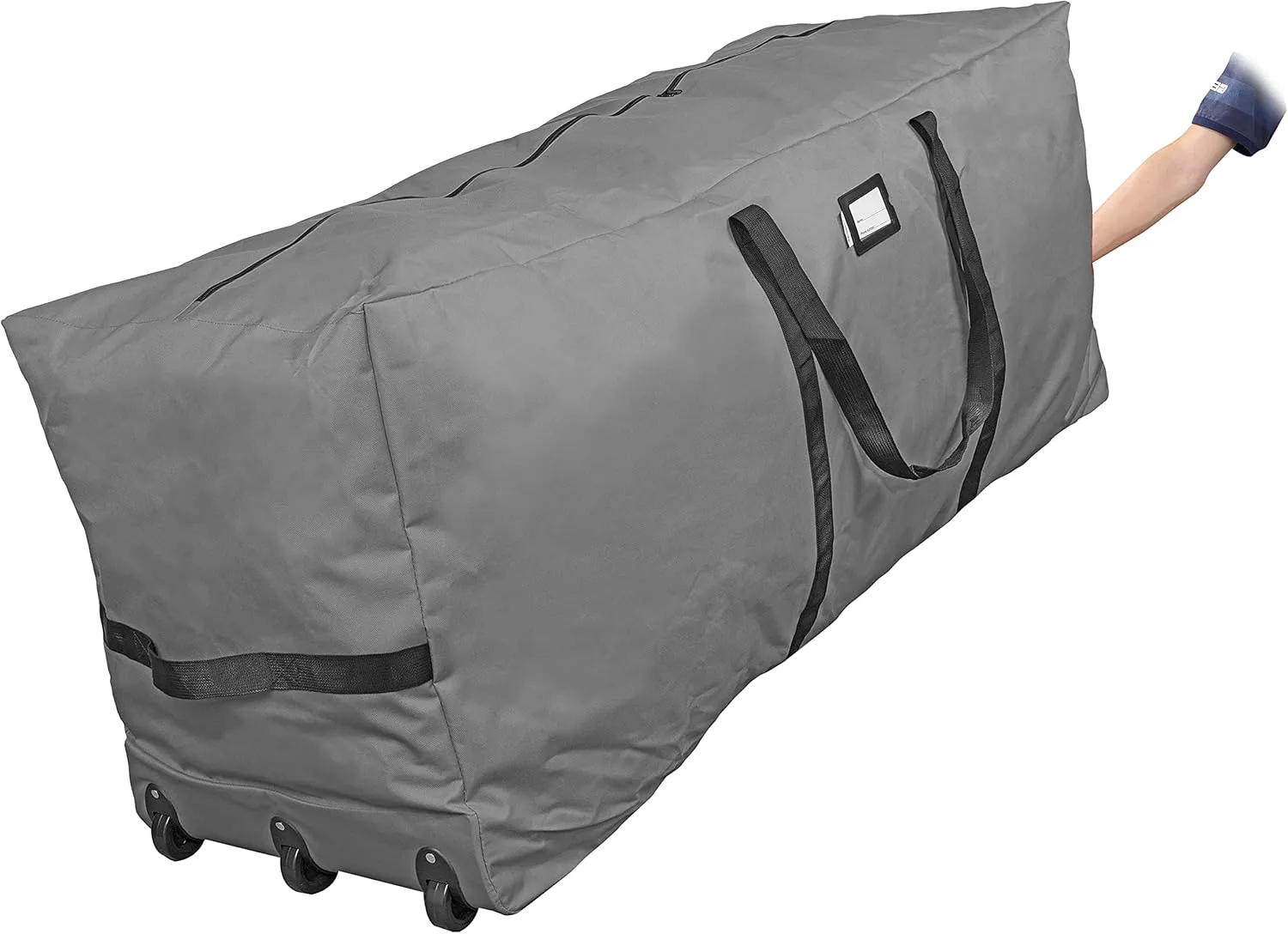 ProPik Christmas Rolling Tree Storage Bag, Fits Up to 9 ft. Tall Disassembled Holiday Tree, 28" X 16" X 60", Extra Large Heavy Duty Storage Container with Wheels, Front and Side Handles (Gray)