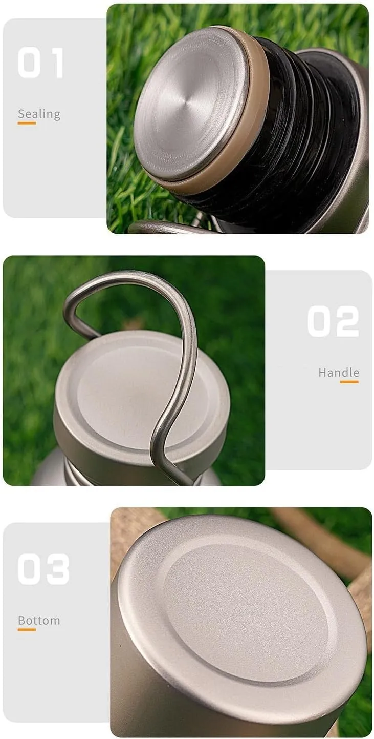 Pure Titanium Kettle 500ml Outdoor Travel Mountaineering Camping Single Layer Titanium Water Cup(1PC)