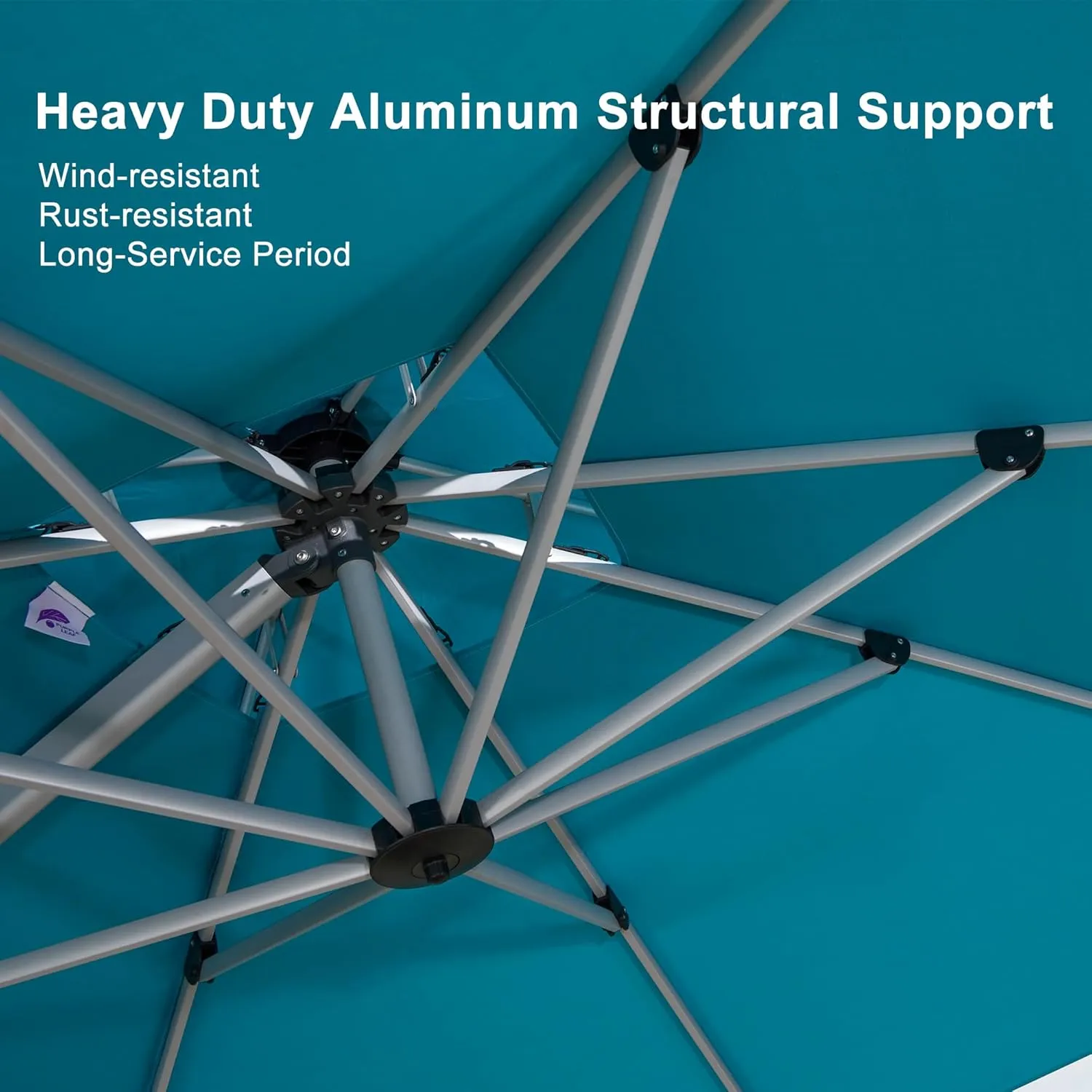 PURPLE LEAF Patio Umbrella 9ft Outdoor Square Umbrella Large Cantilever Umbrella Windproof Offset Heavy Duty Sun for Garden Deck Pool Patio, Turquoise Blue