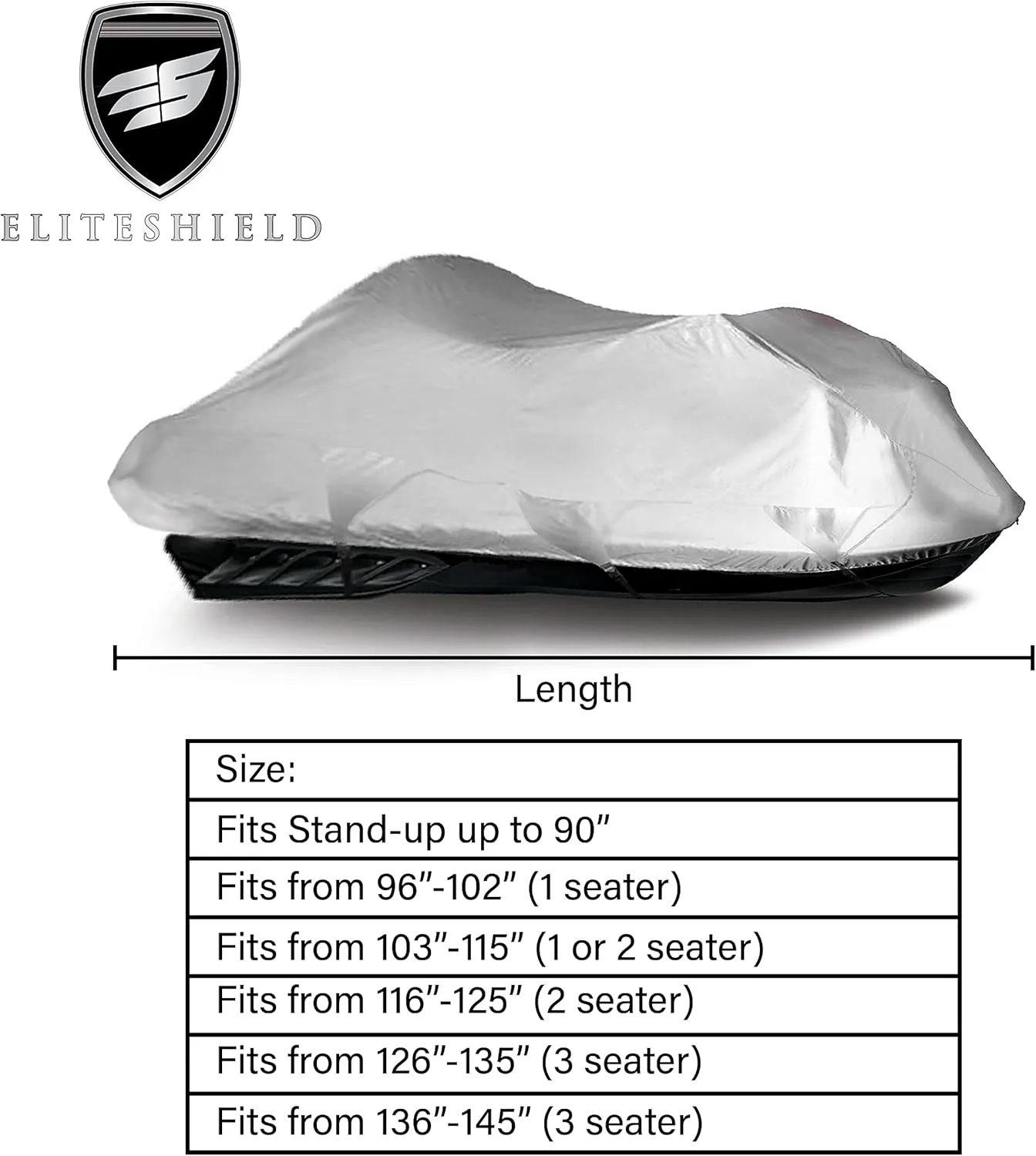 PWC Watercraft Jet Ski Storage Cover Silver Color Fits Stand-UP to 3 Seater Sea Doo Yamaha Wave Runner Kawasaki