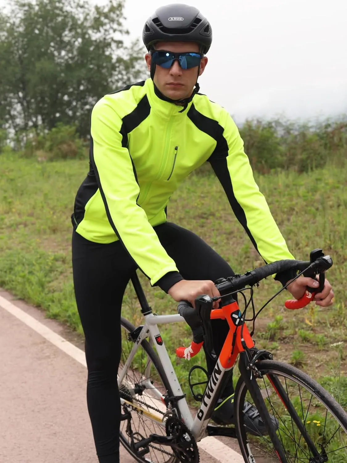 qualidyne Men's Winter Cycling Jacket Thermal Fleece Lined Bicycle Biking Jacket Cold Weather Windproof Softshell Windbreaker