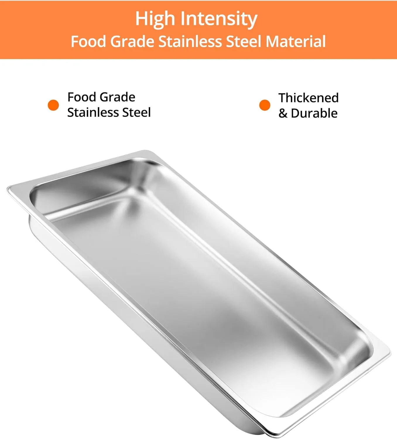 QWORK Stainless Steel Full Size 1/1 Chafing Dish Pan Set, 4 Pack 2.56" Deep 0.03" Thick 8.5L Heat-Resistant Pans with Lids, Steam Table Pans for Catering & Food Service