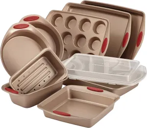 Rachael Ray Cucina Nonstick Bakeware Set with Pyrex Glass Measuring Cups (10 Piece)