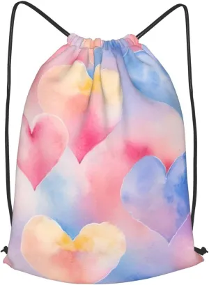 Rainbow. Drawstring Cinch Backpack Polyester Sack Pack String Bag For Hiking Camping Adventure