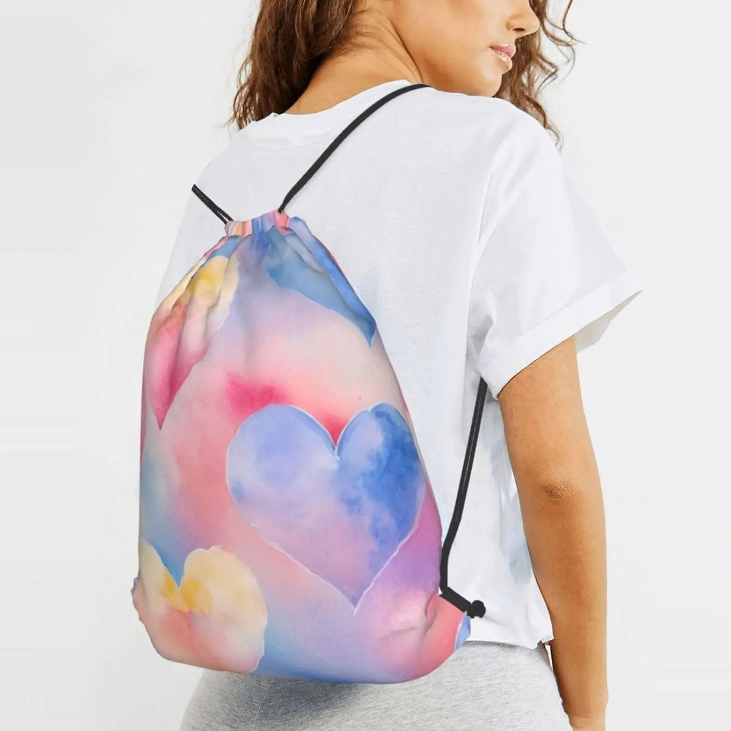 Rainbow. Drawstring Cinch Backpack Polyester Sack Pack String Bag For Hiking Camping Adventure