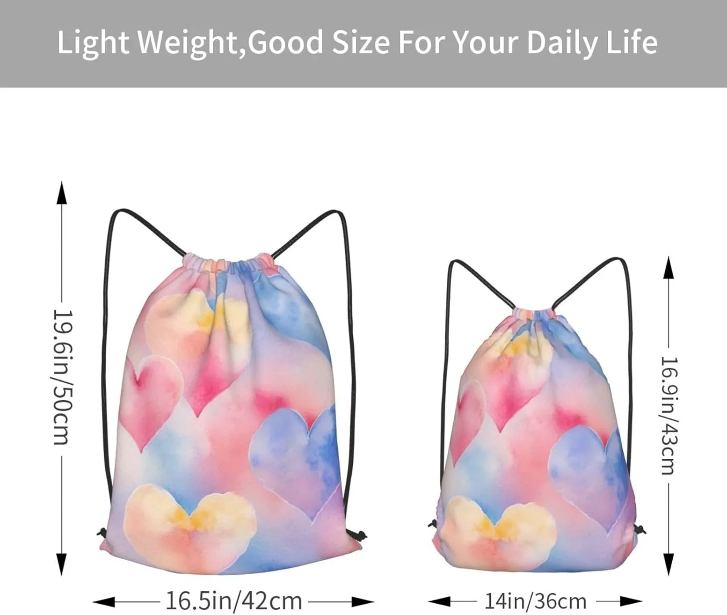 Rainbow. Drawstring Cinch Backpack Polyester Sack Pack String Bag For Hiking Camping Adventure