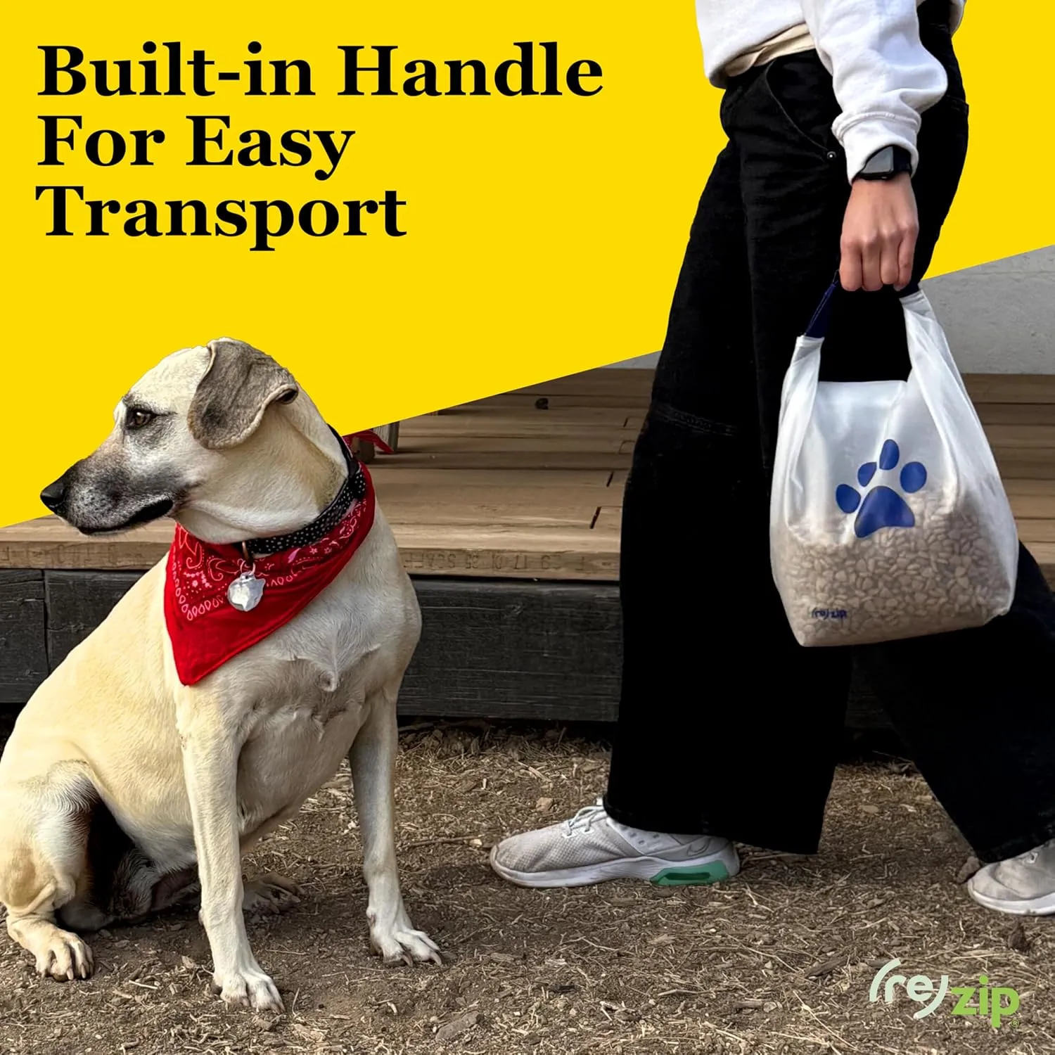 (re) zip Roll Top Pet Food Storage Bag (14-Cup) | BPA-Free, Food Grade, Pet Safe, Travel-Friendly | Keeps Kibble Fresh for Camping, Dog Boarding, Weekend Getaways | Machine Washable | Cobalt Blue