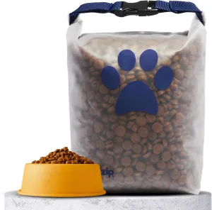 (re) zip Roll Top Pet Food Storage Bag (14-Cup) | BPA-Free, Food Grade, Pet Safe, Travel-Friendly | Keeps Kibble Fresh for Camping, Dog Boarding, Weekend Getaways | Machine Washable | Cobalt Blue