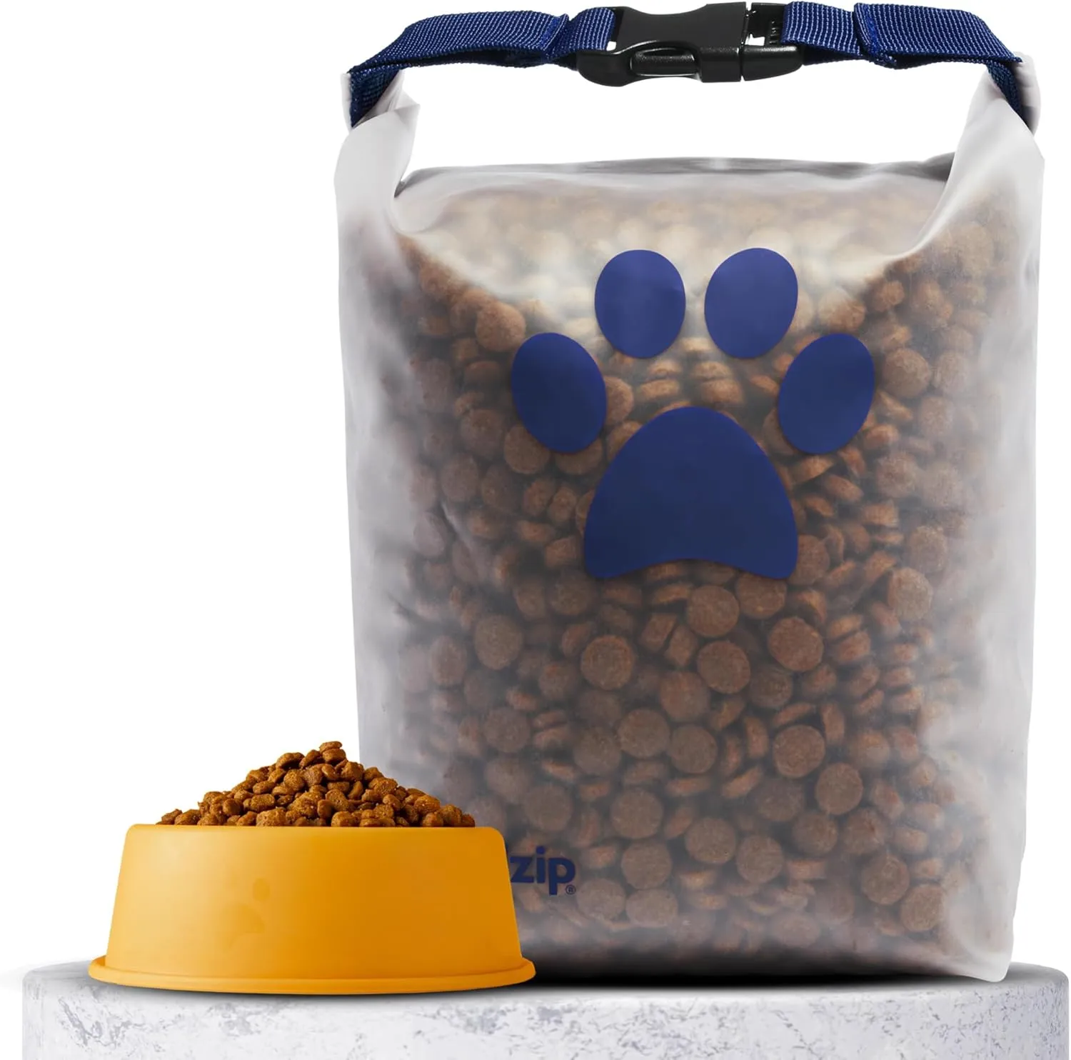 (re) zip Roll Top Pet Food Storage Bag (14-Cup) | BPA-Free, Food Grade, Pet Safe, Travel-Friendly | Keeps Kibble Fresh for Camping, Dog Boarding, Weekend Getaways | Machine Washable | Cobalt Blue