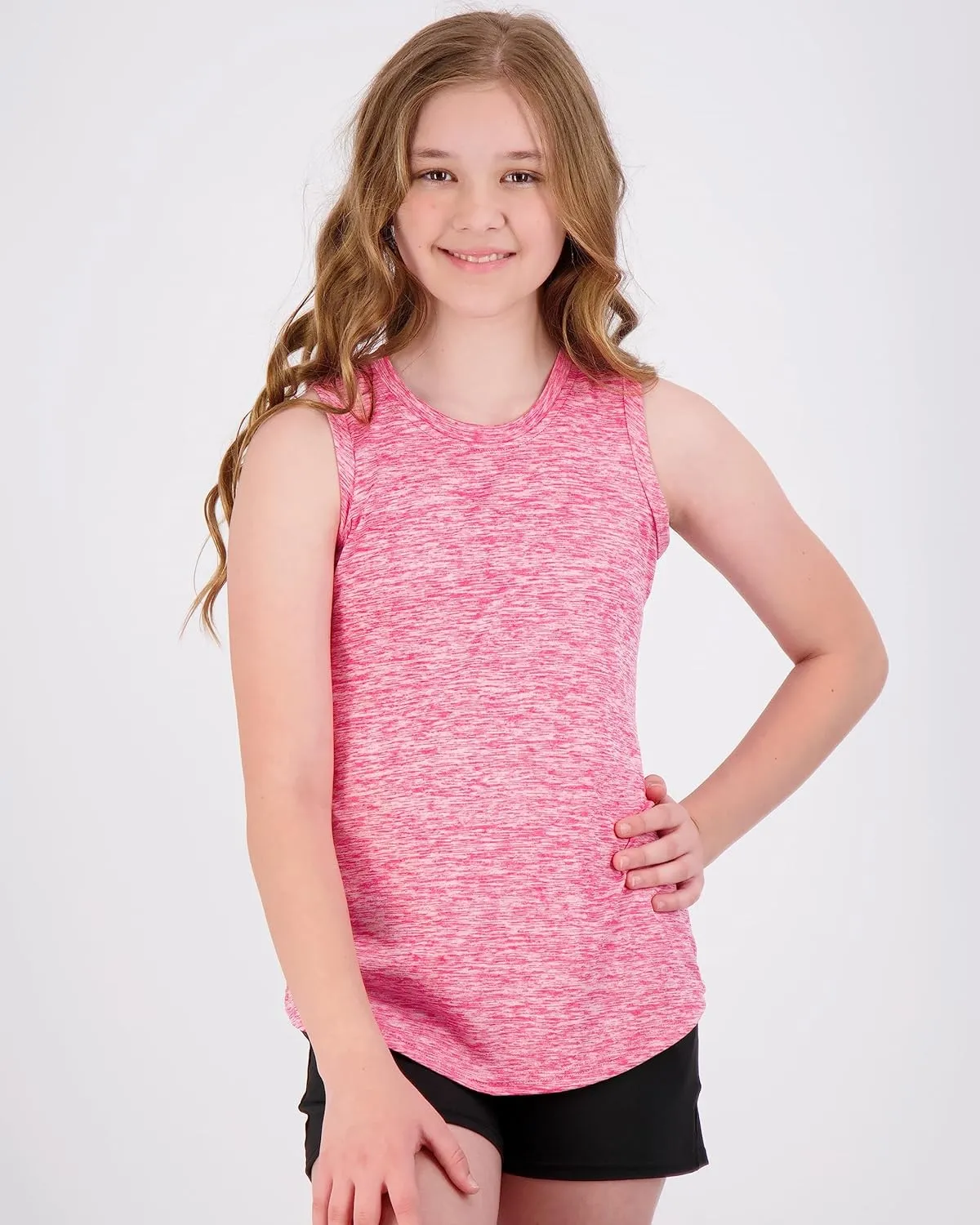 Real Essentials 4 Pack: Girls Active Dry Fit Performance Tank Top