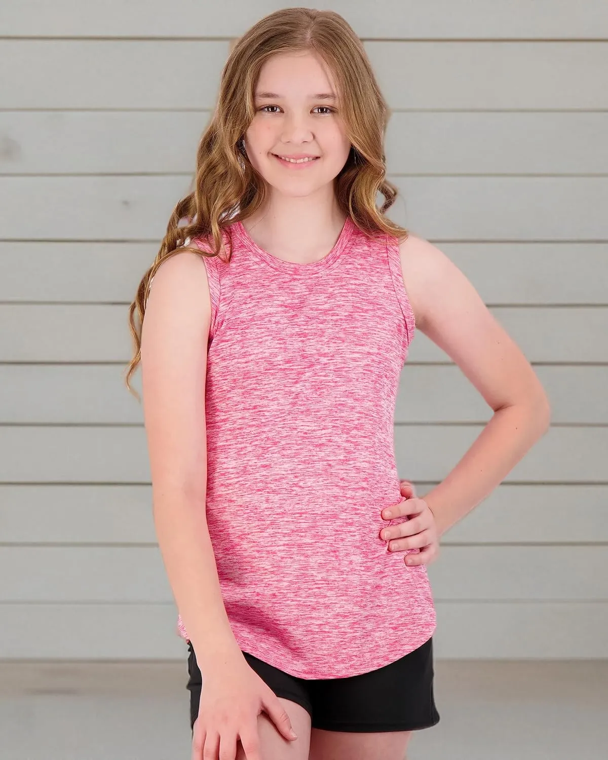 Real Essentials 4 Pack: Girls Active Dry Fit Performance Tank Top