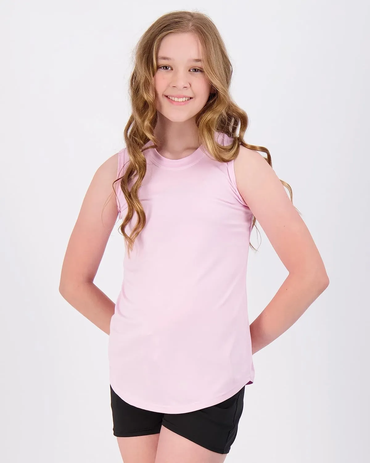 Real Essentials 4 Pack: Girls Active Dry Fit Performance Tank Top