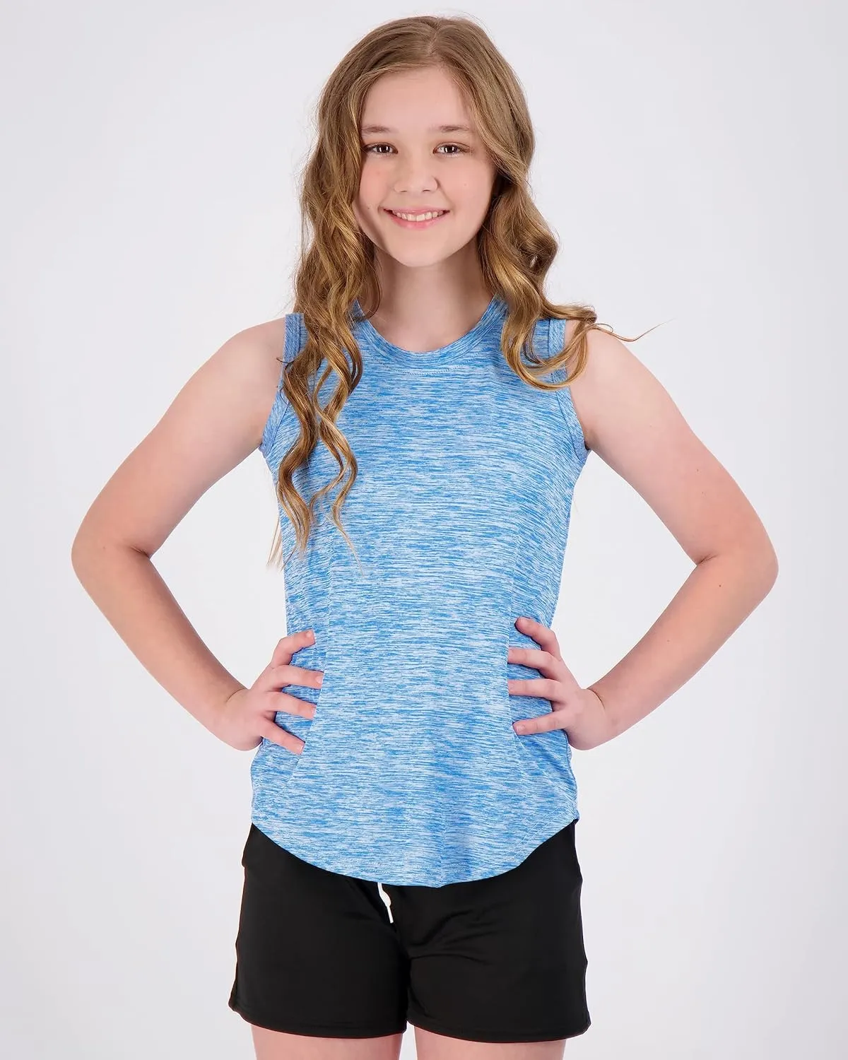 Real Essentials 4 Pack: Girls Active Dry Fit Performance Tank Top