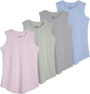 Real Essentials 4 Pack: Girls Active Dry Fit Performance Tank Top
