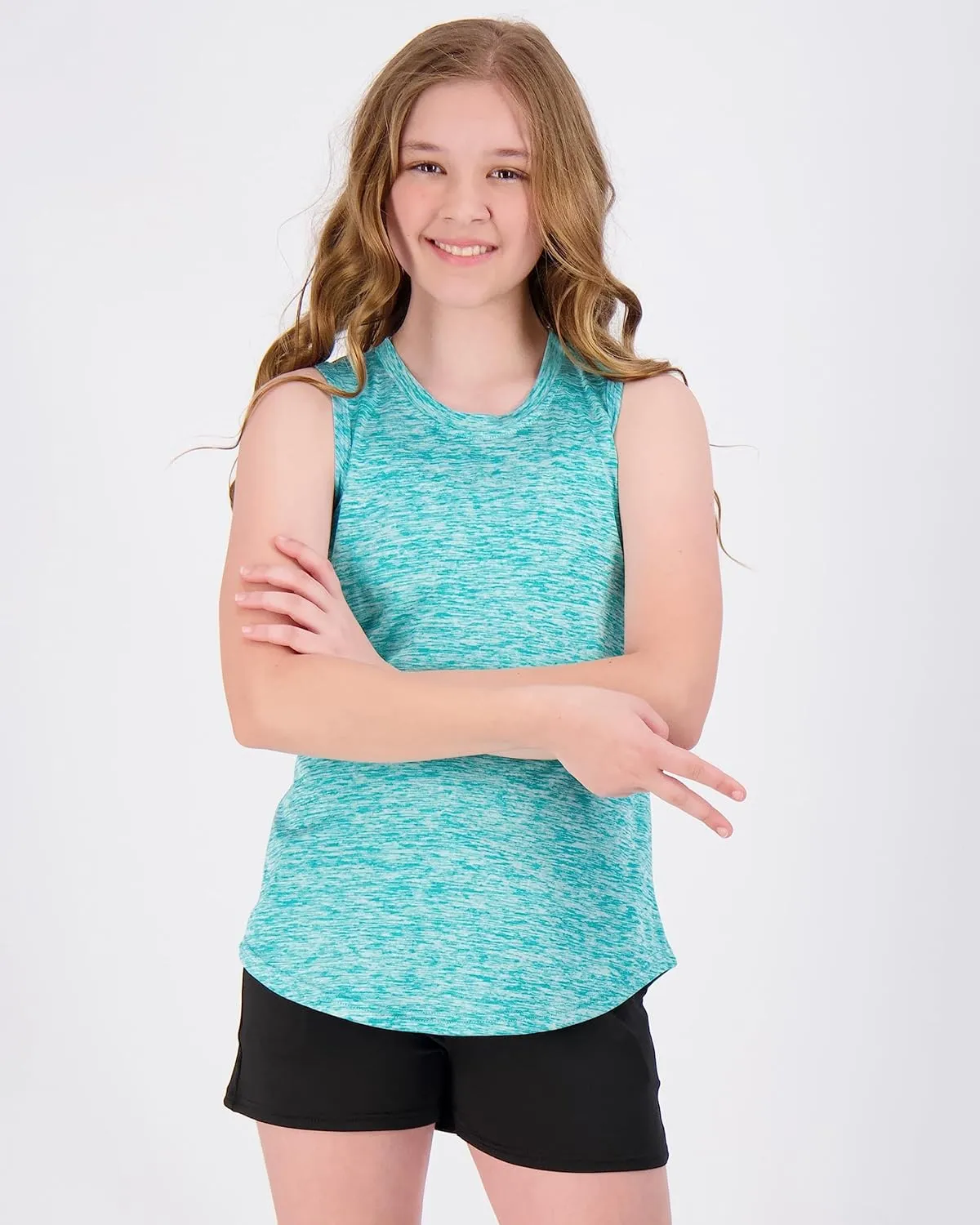 Real Essentials 4 Pack: Girls Active Dry Fit Performance Tank Top