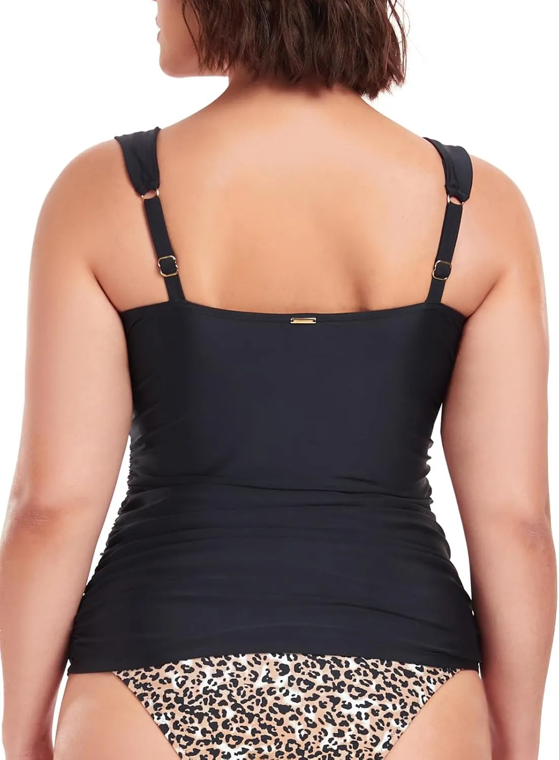 RELLECIGA Women's Bandeau Tankini Top Ruched Tummy Control Swimsuits Top