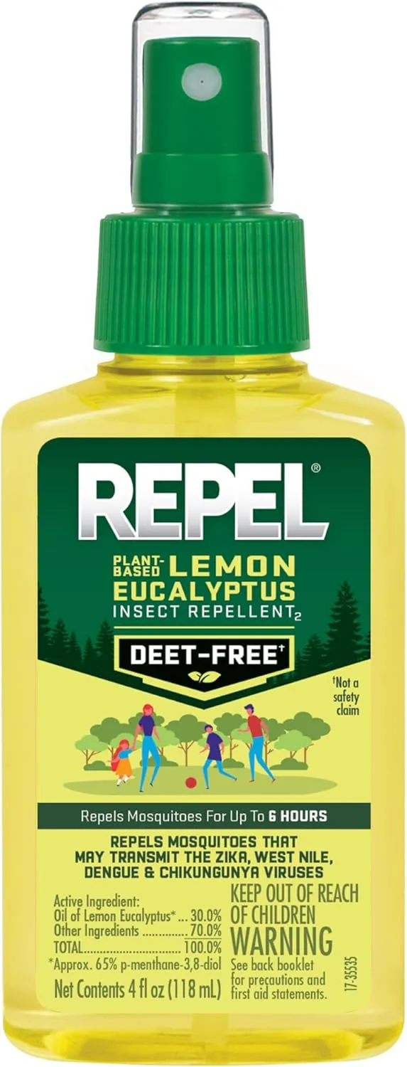 Repel Plant-Based Lemon Eucalyptus Insect Repellent 4 Ounces, Repels Mosquitoes Up To 6 Hours, 6-Pack