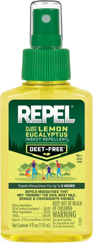 Repel Plant-Based Lemon Eucalyptus Insect Repellent 4 Ounces, Repels Mosquitoes Up To 6 Hours, 6-Pack