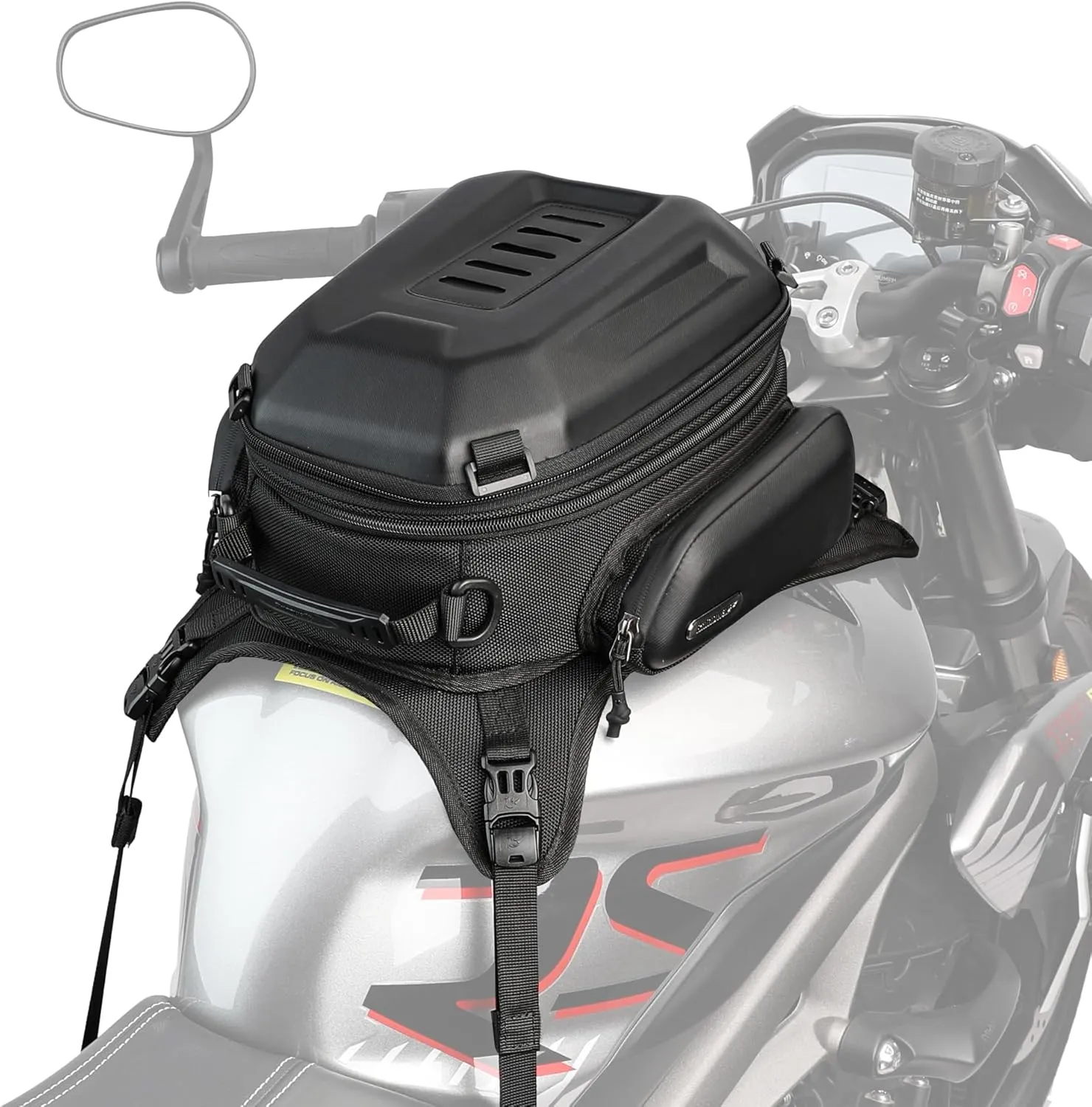 Rhinowalk Motorcycle Tank Bag, Hard Shell Waterproof Expandable Motorcycle Seat Storage Bag, 15-18L Motorbike Luggage Bag Backpack (Matte)