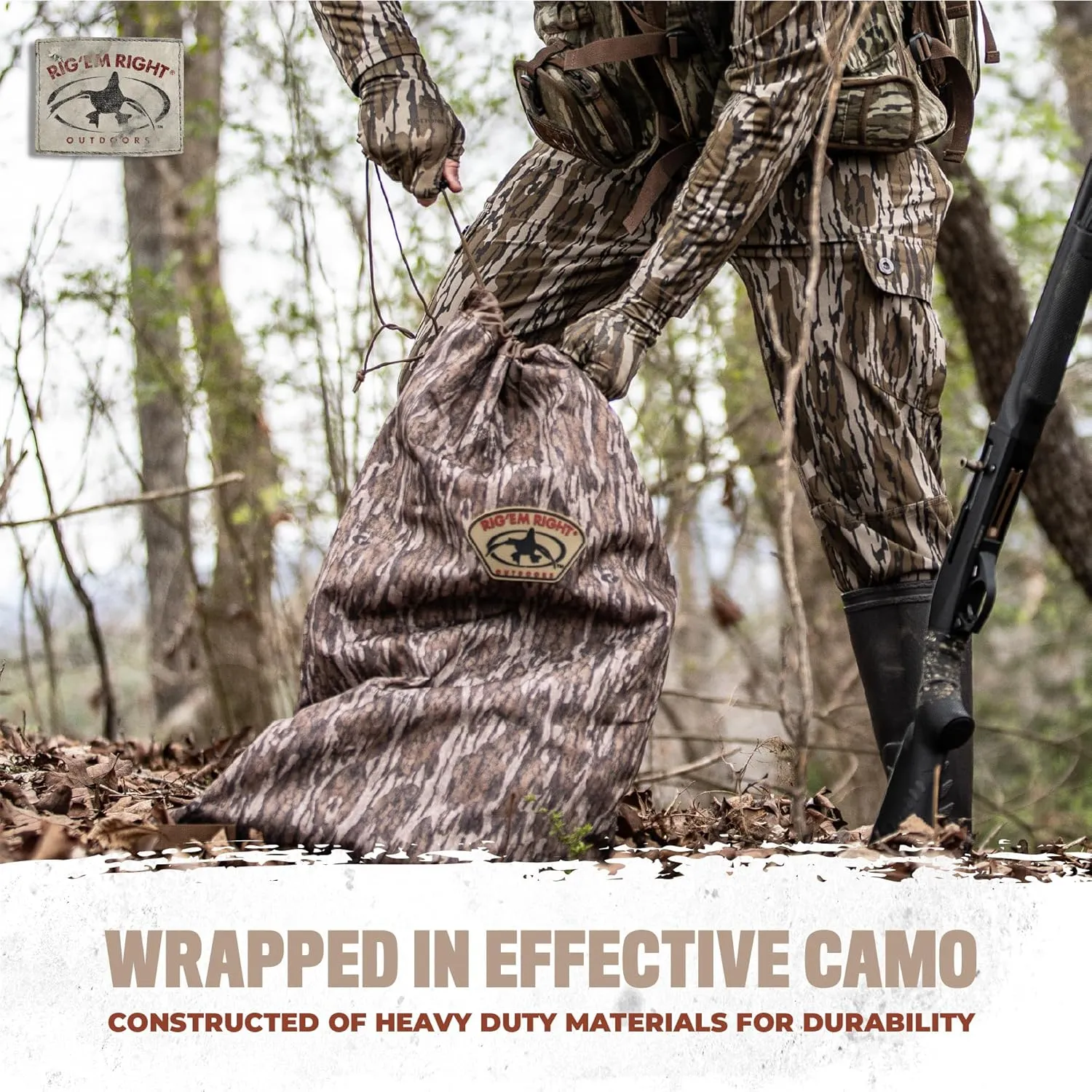 Rig'Em Right Turkey Decoy Bag, Timber, Padded Shoulder Strap, Heavy Duty 600D Shell and Durable Cinch Top