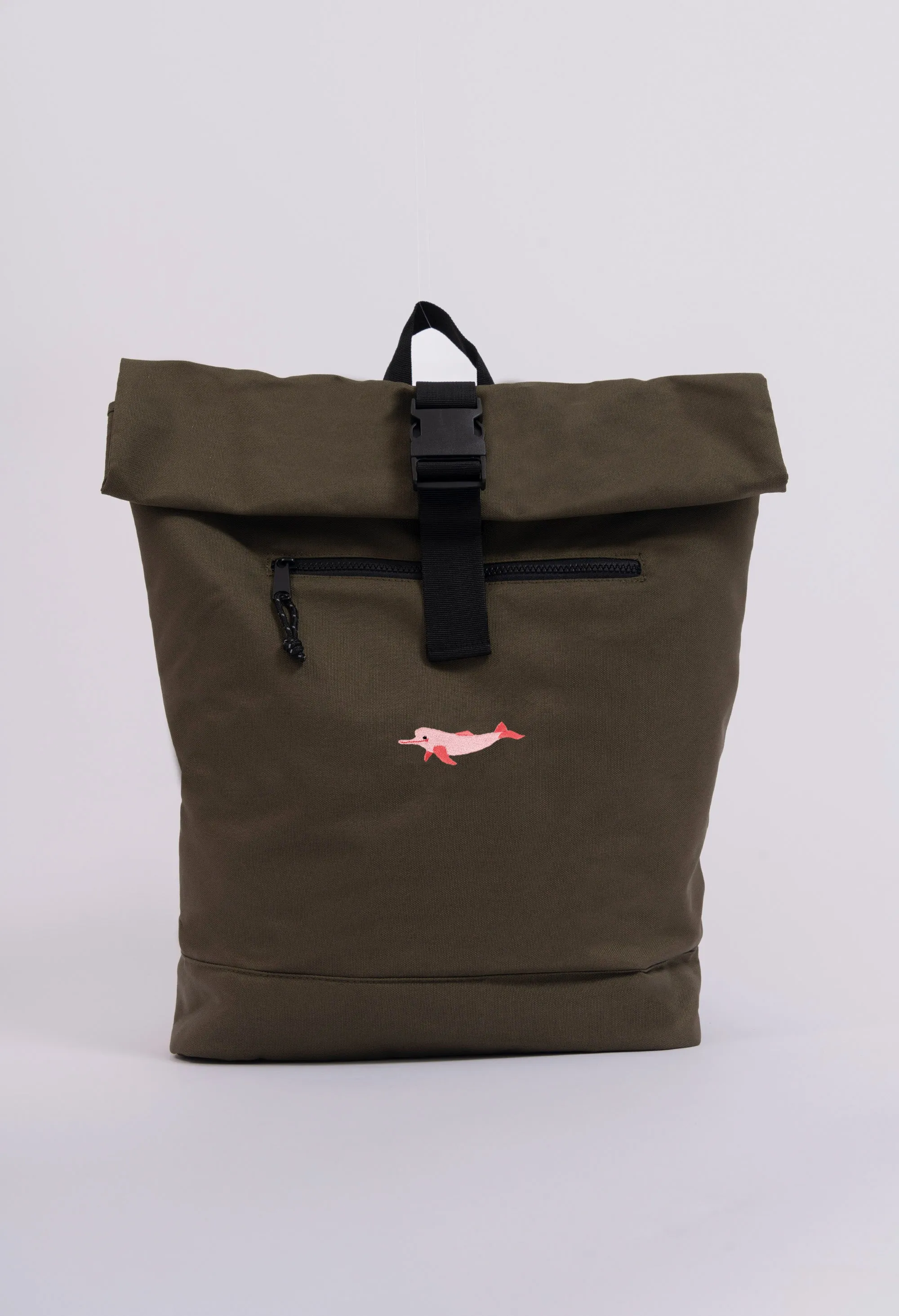 river dolphin recycled roll-top backpack