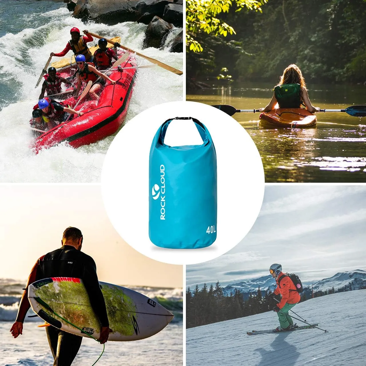 ROCK CLOUD Dry Bag Waterproof 20L Dry Sack for Kayaking Rafting Boating Beach Surfing Swimming Canoe Camping Hiking Fishing Ski