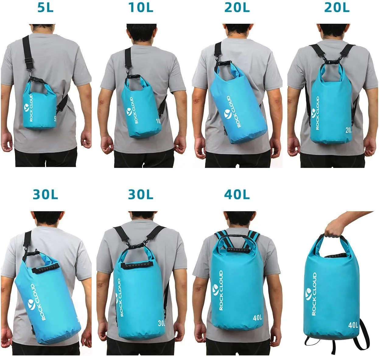 ROCK CLOUD Dry Bag Waterproof 20L Dry Sack for Kayaking Rafting Boating Beach Surfing Swimming Canoe Camping Hiking Fishing Ski