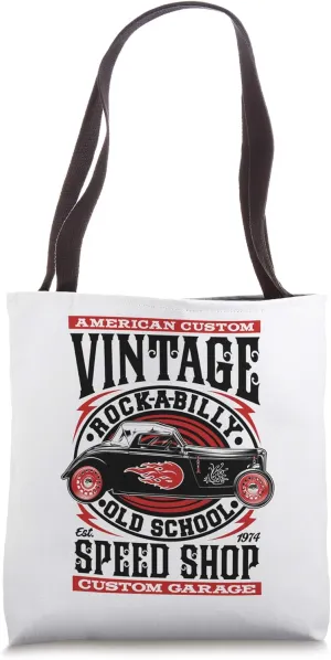 Rockabilly Sock Hop Rock and Roll Hotrod Rocker 70s Retro Tote Bag