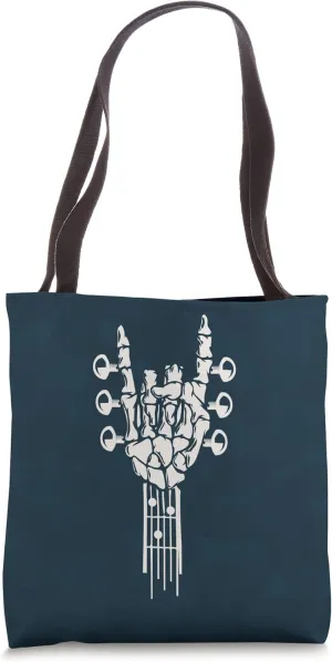 Rocking Skeleton Guitar Head Stock Rock Roll Music Guitarist Tote Bag