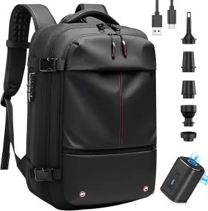 Rosvola Backpack with Pump, Expandable Backpack Vacuum Bags Outdoor Compression Bags for Travel, Camping (Black)
