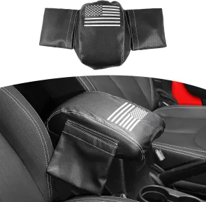 RT-TCZ for Wrangler JK Center Console Armrest Pad Cover with Storage Bag for Jeep Wrangler JK JKU 2011-2017 Sahara Sport Rubicon American Flag