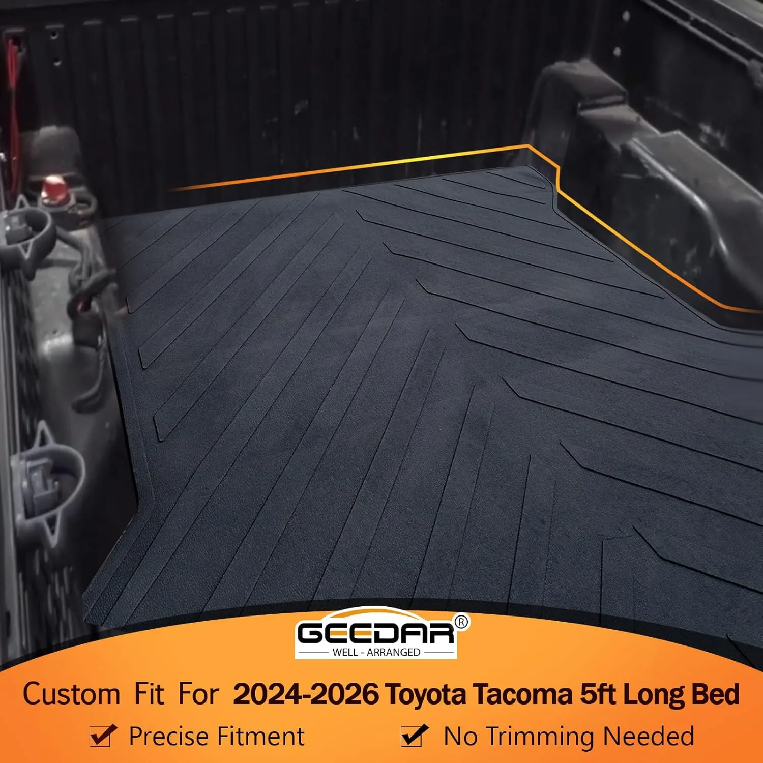 Rubber Bed Mat Compatible with 2024 2025 Toyota Tacoma 5Ft Heavy Duty Truck Bed Mat for Toyota Tacoma 5ft Truck Bed Liner, Heavy Duty Pickup Bed Accessories Cargo Mat