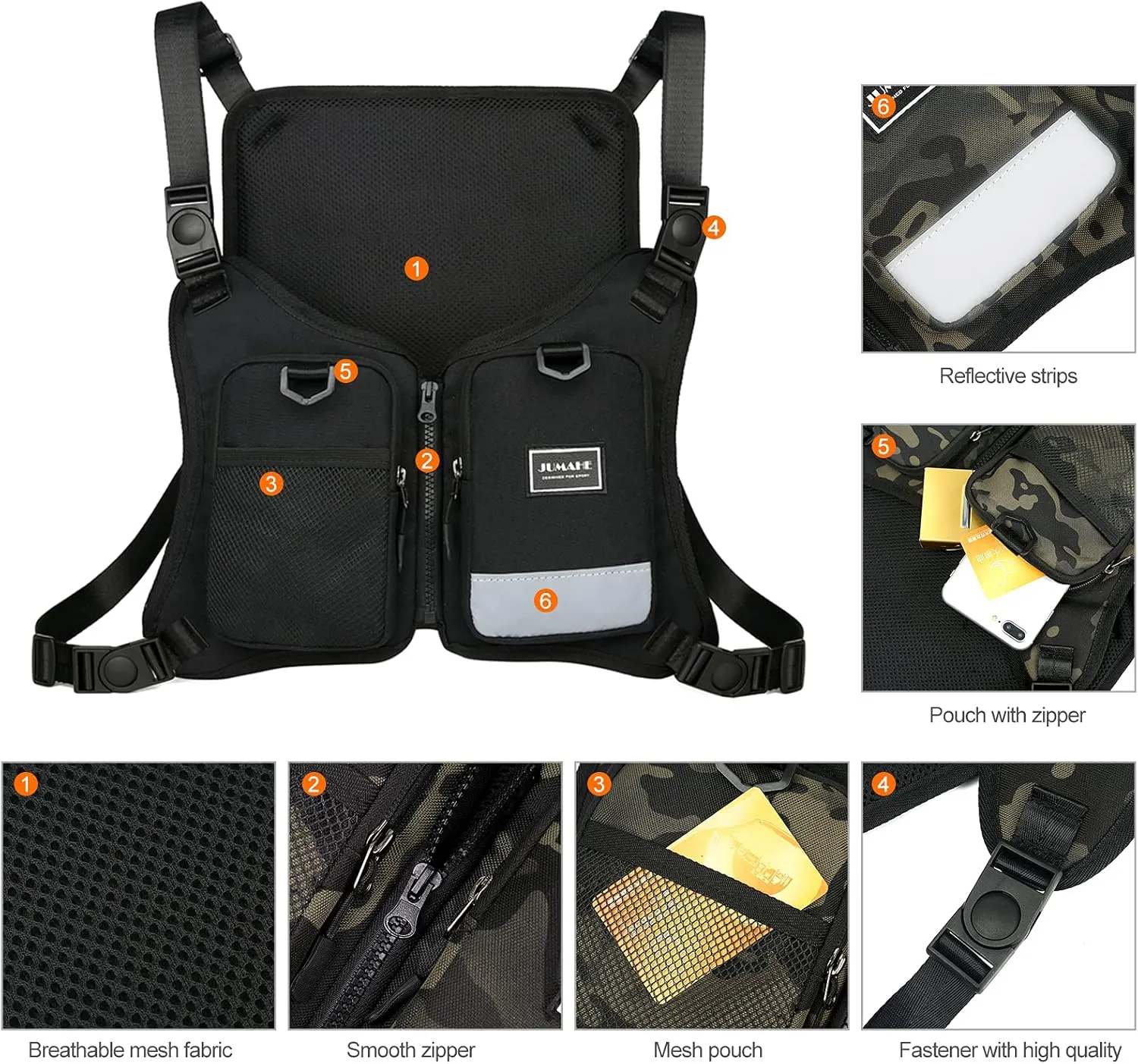 Running Backpack Vest Cell Phone and Accessories Holder Lightweight Pack for Walking Cycling (Black3)