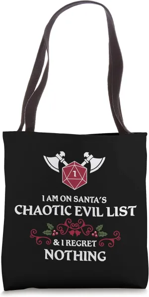 Santa's Chaotic Evil List Tabletop RPG D20 Funny Christmas Tote Bag