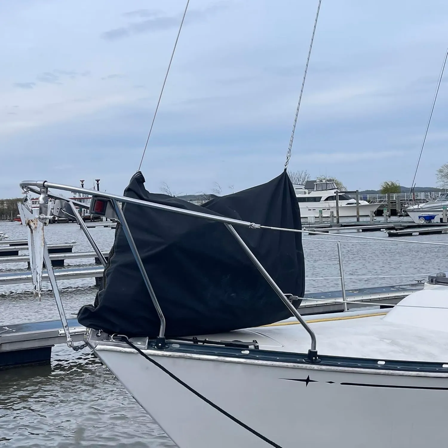SavvyCraft Waterproof Jib Bag, Heavy Duty 600D Jib Sail Staybag, UV Protection Weather-Resistant Sailboat Headsail Bag, Medium 21" Dia x 30" top x 46" Bottom, Navy
