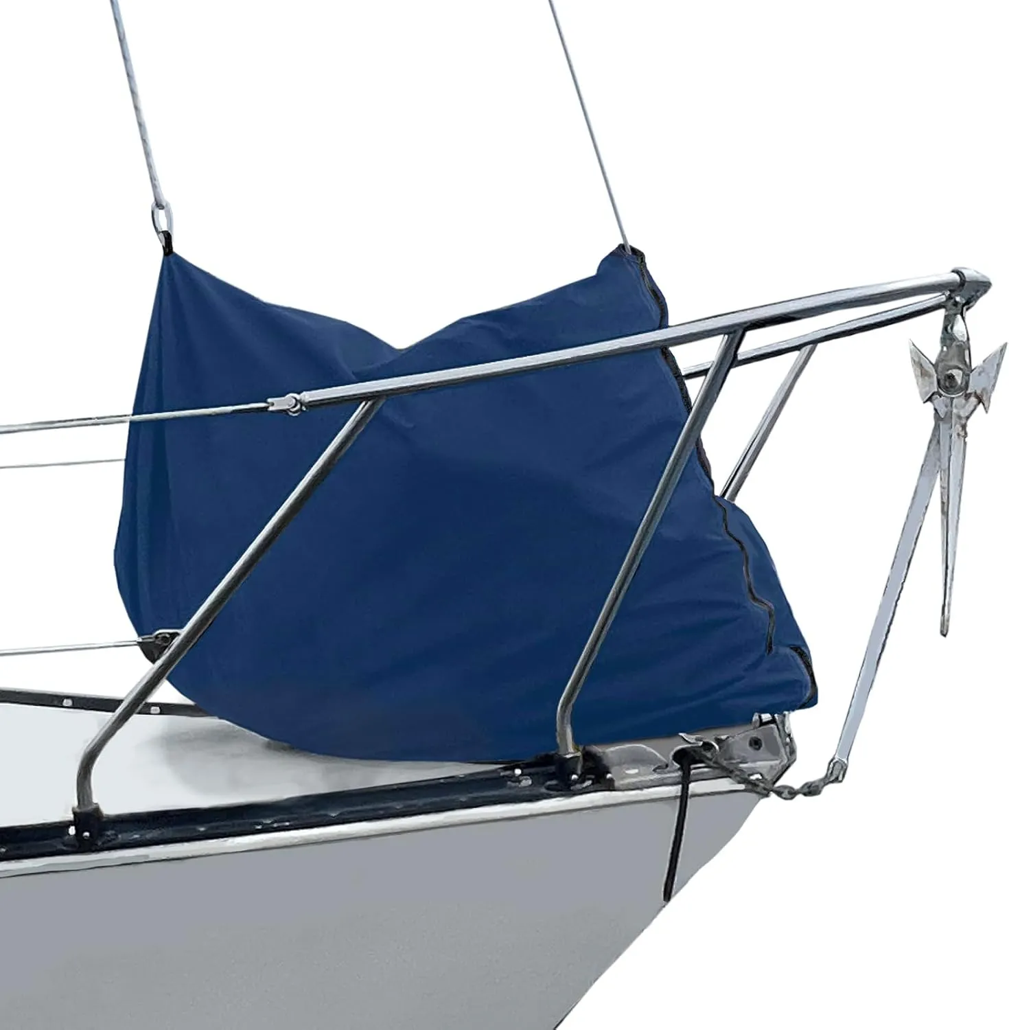 SavvyCraft Waterproof Jib Bag, Heavy Duty 600D Jib Sail Staybag, UV Protection Weather-Resistant Sailboat Headsail Bag, Medium 21" Dia x 30" top x 46" Bottom, Navy