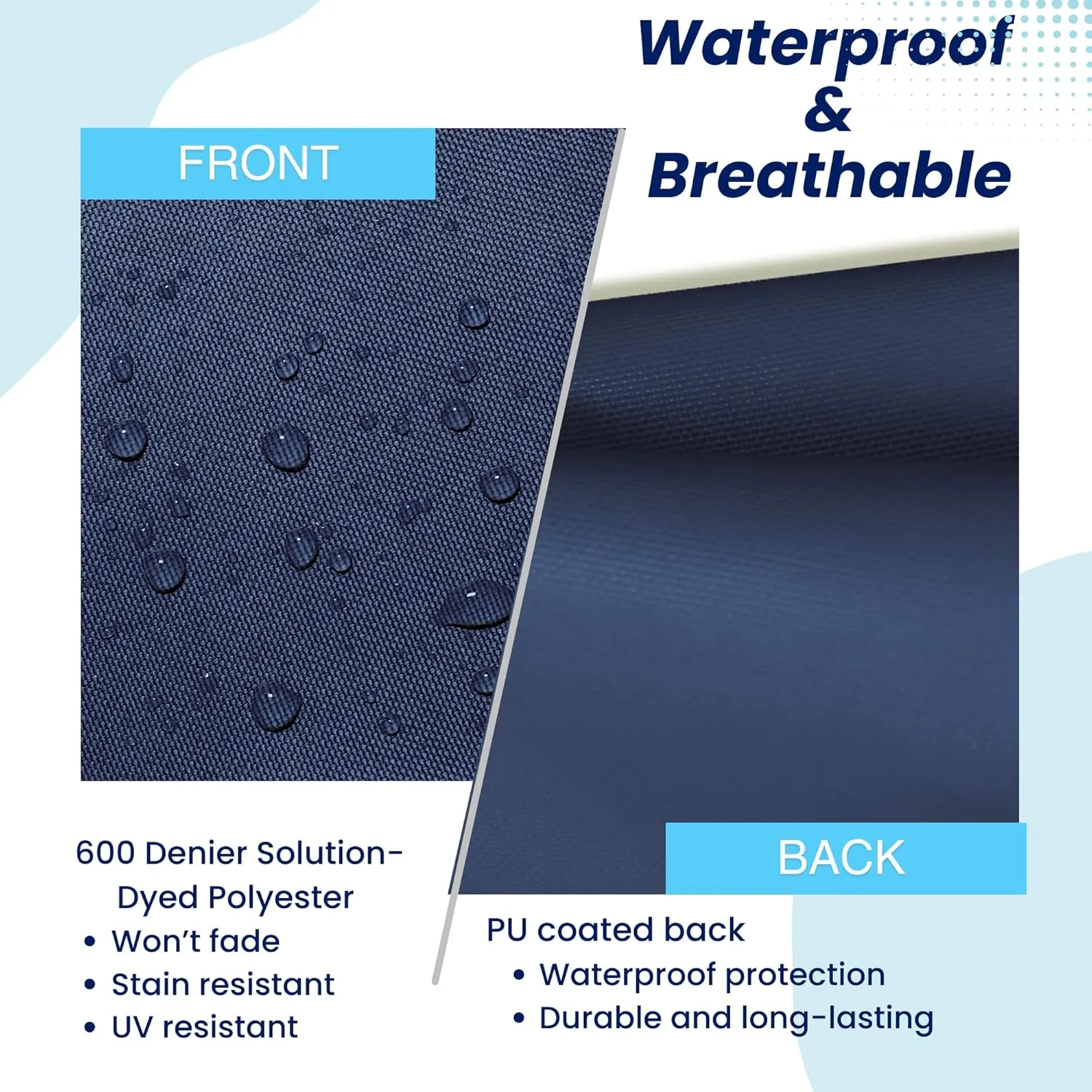 SavvyCraft Waterproof Jib Bag, Heavy Duty 600D Jib Sail Staybag, UV Protection Weather-Resistant Sailboat Headsail Bag, Medium 21" Dia x 30" top x 46" Bottom, Navy