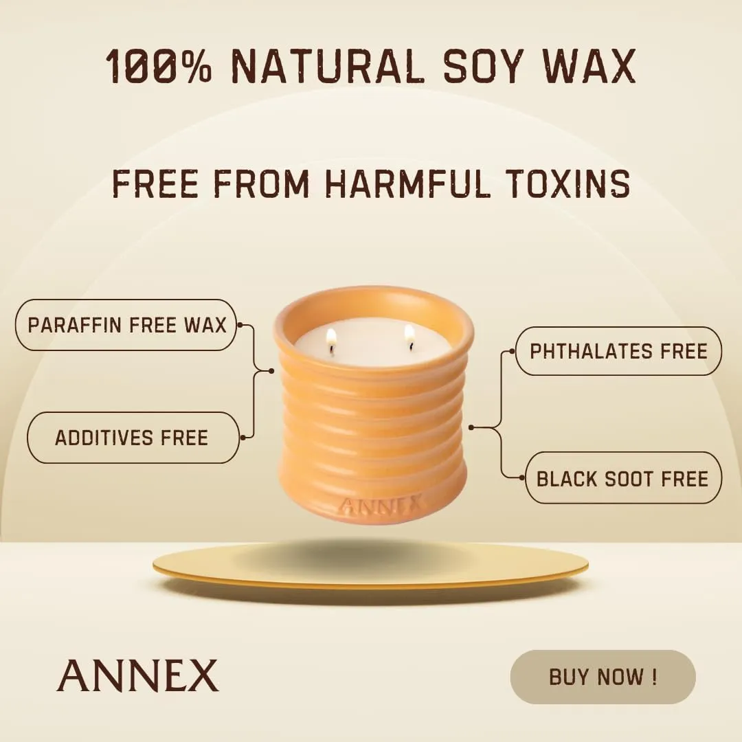 Scented Luxury Candles in Handmade Ceramic Jars, Soy Wax | Orange Blossom – Orange & Mimosa, Large Candle | Non Toxic, 2 Wicks, Reusable Big Orange Jar | Natural Spring Aromatherapy for Women & Men