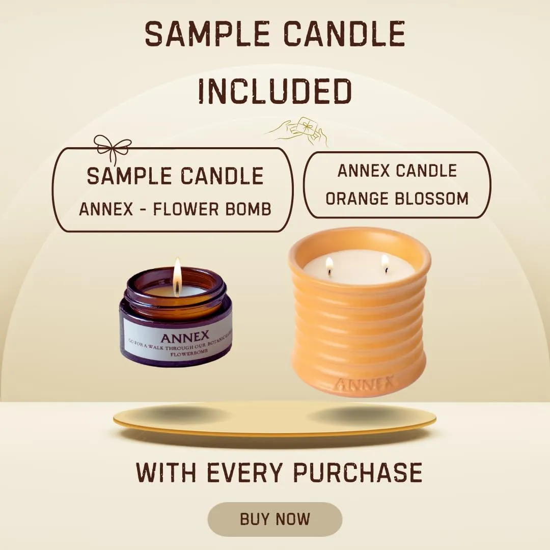 Scented Luxury Candles in Handmade Ceramic Jars, Soy Wax | Orange Blossom – Orange & Mimosa, Large Candle | Non Toxic, 2 Wicks, Reusable Big Orange Jar | Natural Spring Aromatherapy for Women & Men