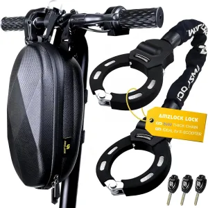 Scooter Lock with Storage Bag, Electric Scooter Locks Anti Theft, Chain Lock 8 mm Thick, Bike Locks Heavy Duty, Electric Scooter Accessories for Scooter, Bike and Motorcycle