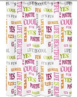 Script PVC Free Fabric Shower Curtain 70.9x78.7in [180x200cm] – Multicolor