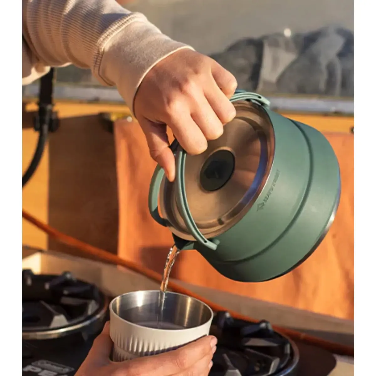 Sea To Summit Detour Stainless Steel Collapsible 1.6L Kettle Set (3 Piece) - Green