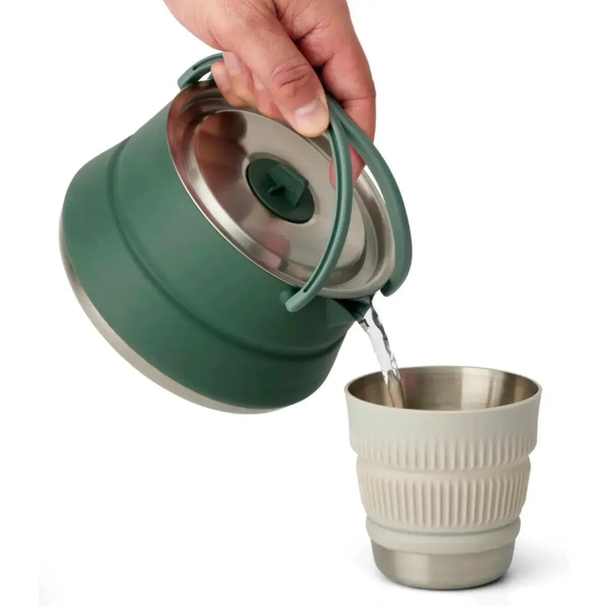 Sea To Summit Detour Stainless Steel Collapsible 1.6L Kettle Set (3 Piece) - Green