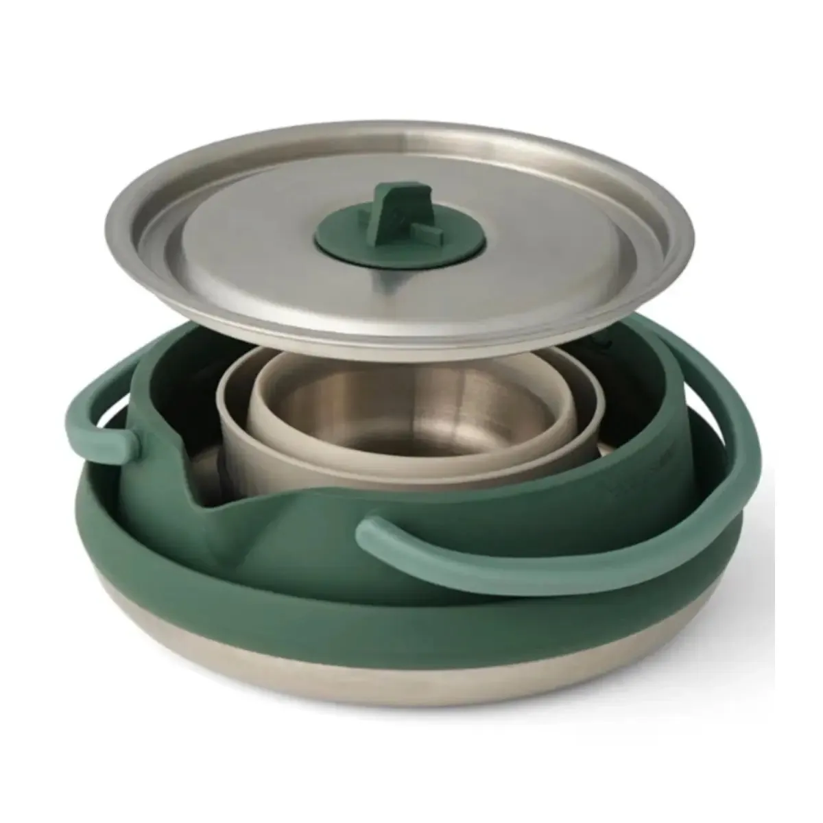 Sea To Summit Detour Stainless Steel Collapsible 1.6L Kettle Set (3 Piece) - Green