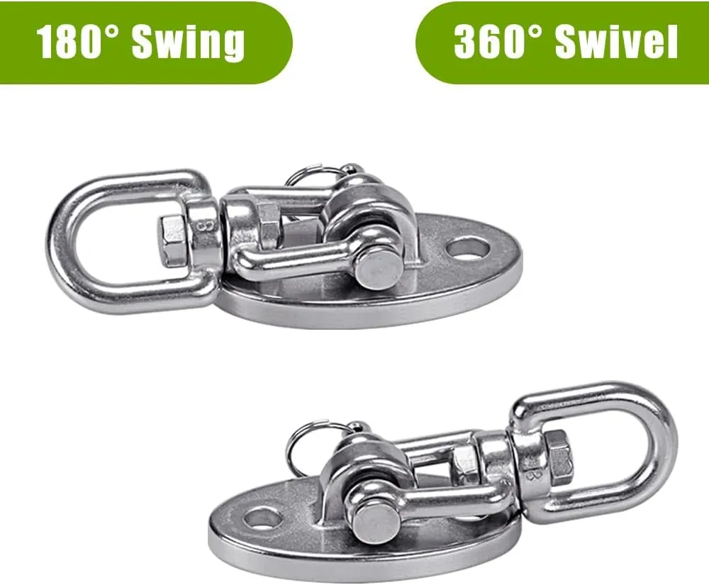 SELEWARE Ceiling Swing Mount Stainless Steel Swing Hangers Free Swivel Swing Hooks for Yoga Swing Indoor Outdoor Swing Set Porch Swing Chair Punching Heavy Bag 2000 lbs Capacity 4 Pack