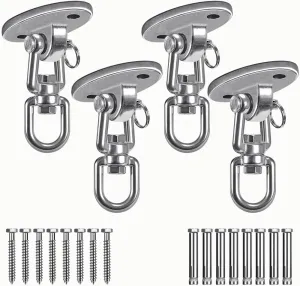 SELEWARE Ceiling Swing Mount Stainless Steel Swing Hangers Free Swivel Swing Hooks for Yoga Swing Indoor Outdoor Swing Set Porch Swing Chair Punching Heavy Bag 2000 lbs Capacity 4 Pack