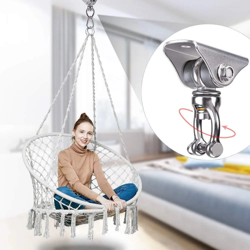 SELEWARE Silent Swing Hanger Heavy Duty Swing Hook Swivel Bearing Hanging Hardware for Porch Swing Hammock Chair Heavy bag Yoga Silk Suspension Straps Olympic Rings