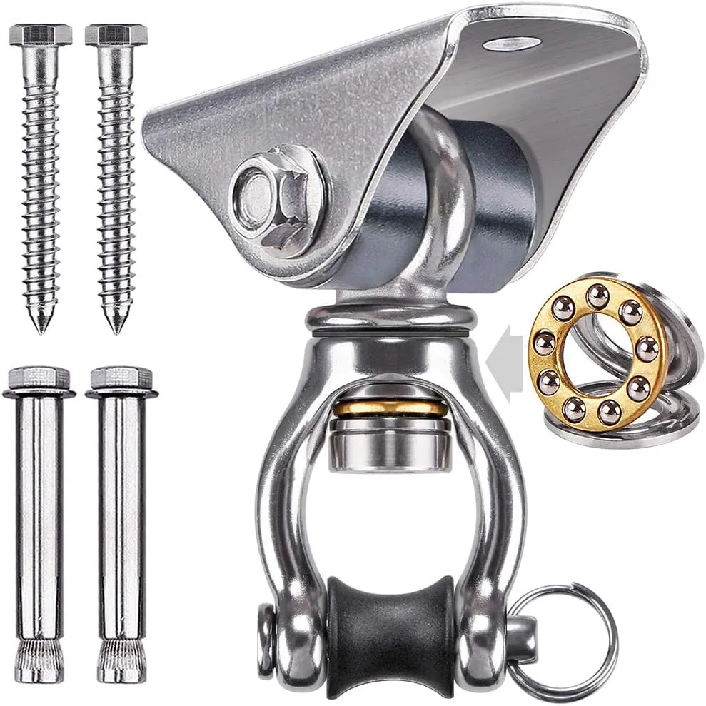 SELEWARE Silent Swing Hanger Heavy Duty Swing Hook Swivel Bearing Hanging Hardware for Porch Swing Hammock Chair Heavy bag Yoga Silk Suspension Straps Olympic Rings