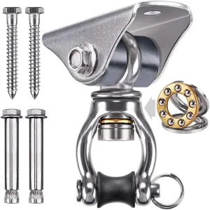 SELEWARE Silent Swing Hanger Heavy Duty Swing Hook Swivel Bearing Hanging Hardware for Porch Swing Hammock Chair Heavy bag Yoga Silk Suspension Straps Olympic Rings