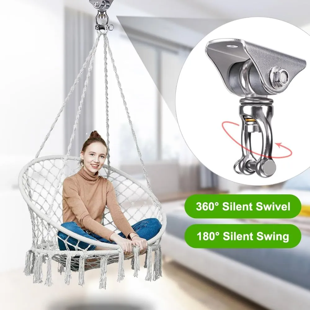 SELEWARE Silent Swing Hanger Heavy Duty Swing Hook Swivel Bearing Swing Mount Hardware for Porch Swing Hammock Chair Heavy Bag Yoga Silk Suspension Straps Olympic Rings 2 Pack